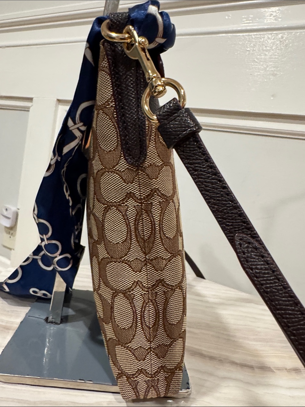 Coach Bag Kitt Brown Signature Canvas Leather Trim Crossbody Bag - Picture 7 of 17